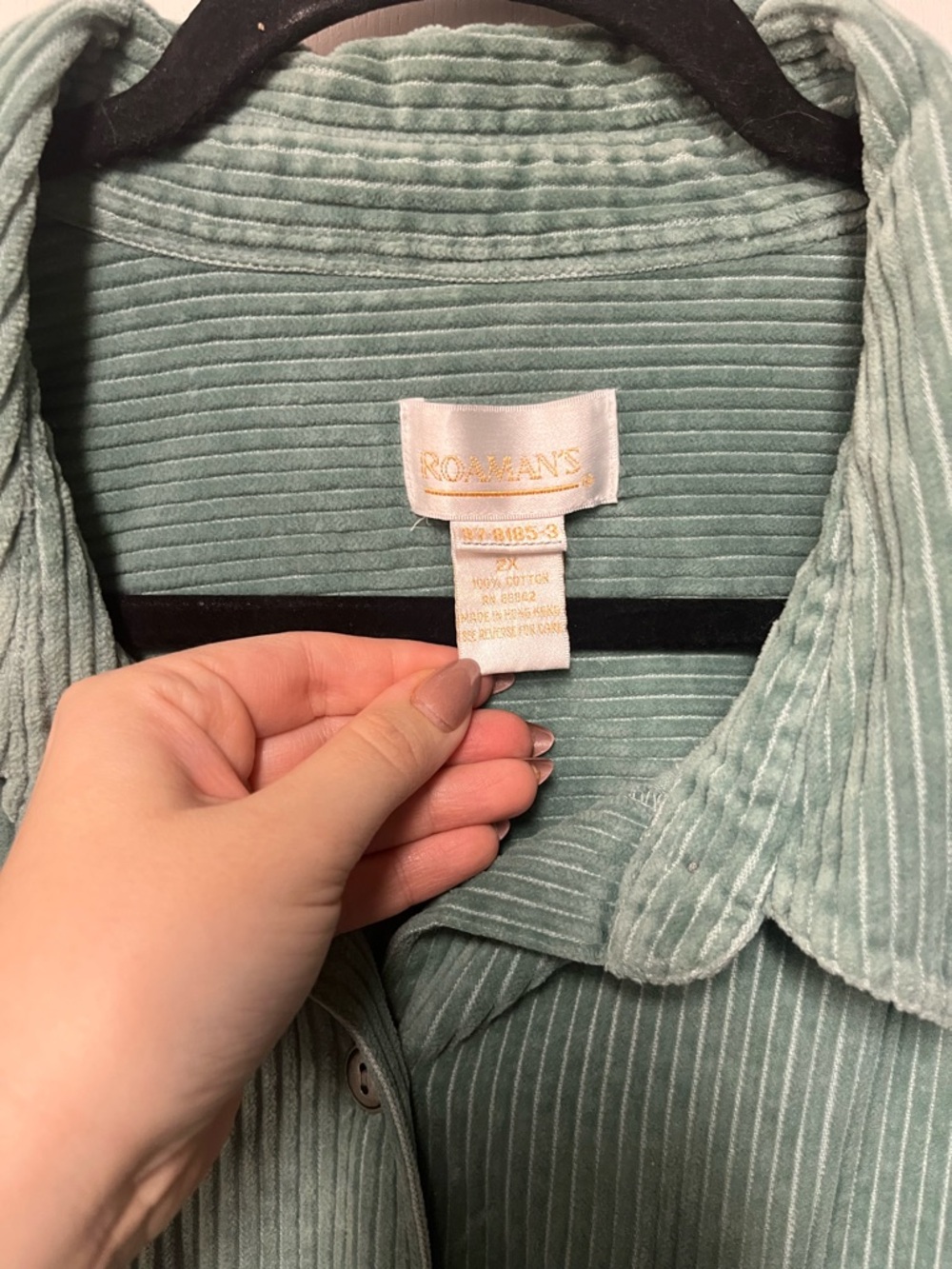 Roaman's Sage Green Corduroy Button-Up Jacket - Picture 4 of 6